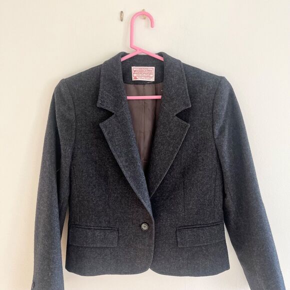 1980s Pendleton Blazer Jacket Womens 6 Petite Small Grey Preppy Classiccore - Picture 8 of 9